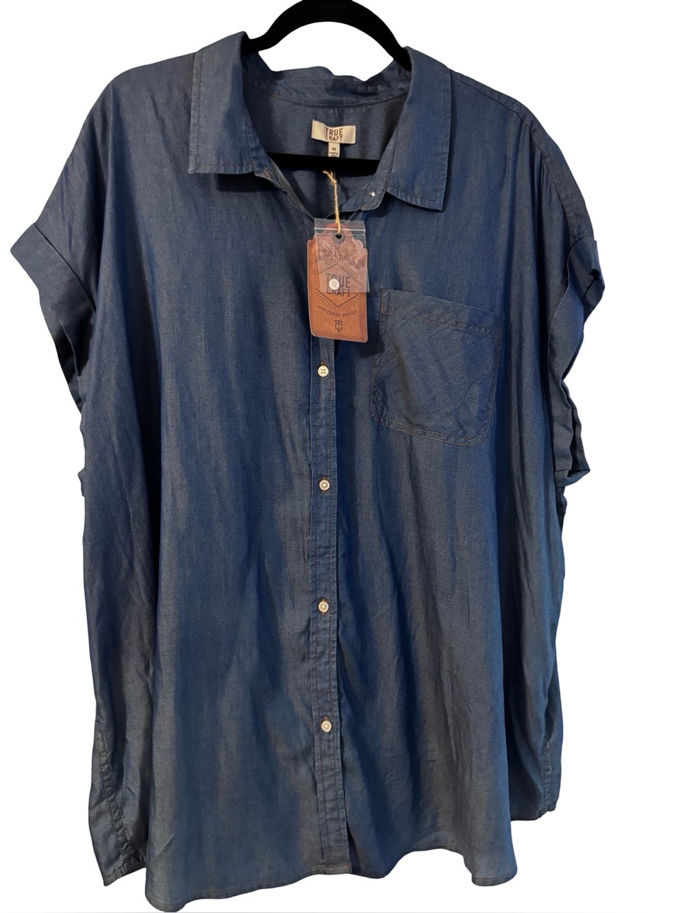 True Craft Women's Button-Down Shirt in Indigo Blue
